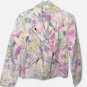 Adyson Parker Floral Watercolor Moto Jacket - Multi Pastel
